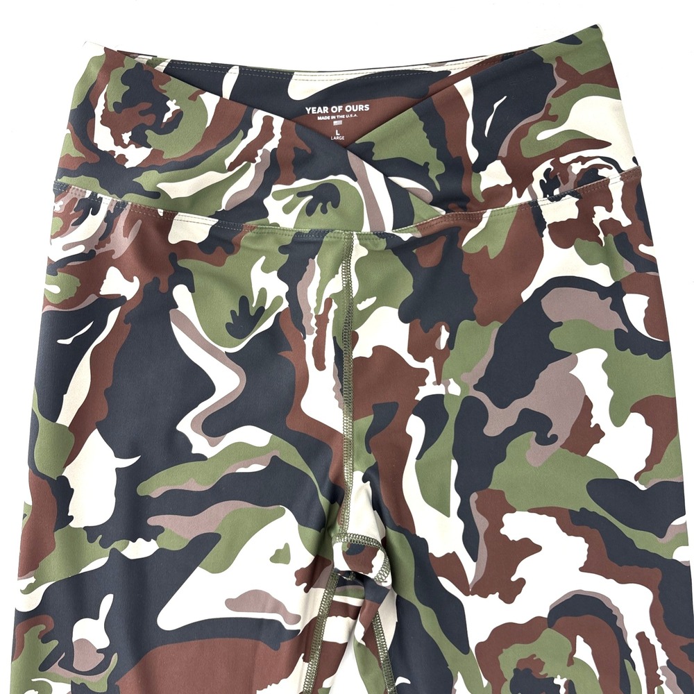 Year Of Ours Women Ankle Leggings Camo Print Size Large Military Green NICE! - Picture 2 of 6